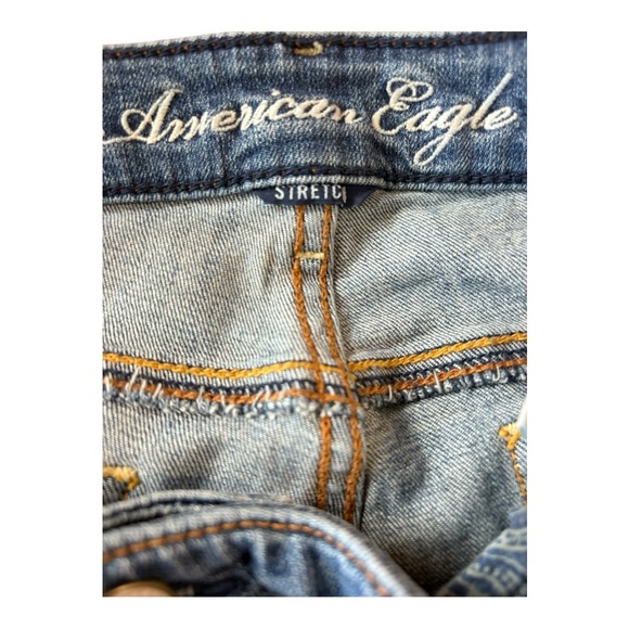American Eagle Outfitters Dark Blue Distressed Skinny Jeans - Picture 7 of 10